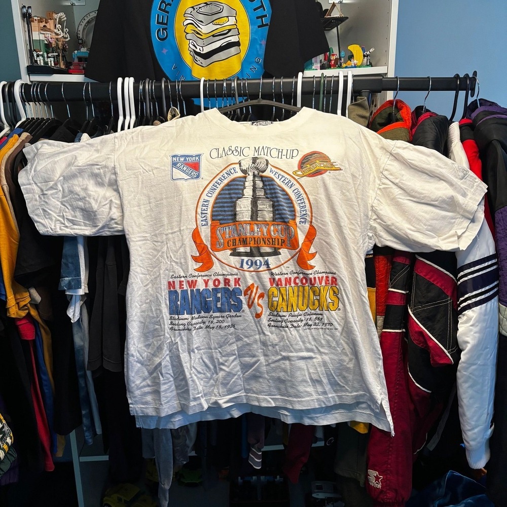 Vintage 1994 Stanley Cup Finals Rangers vs Canucks Single Stitch T-Shirt